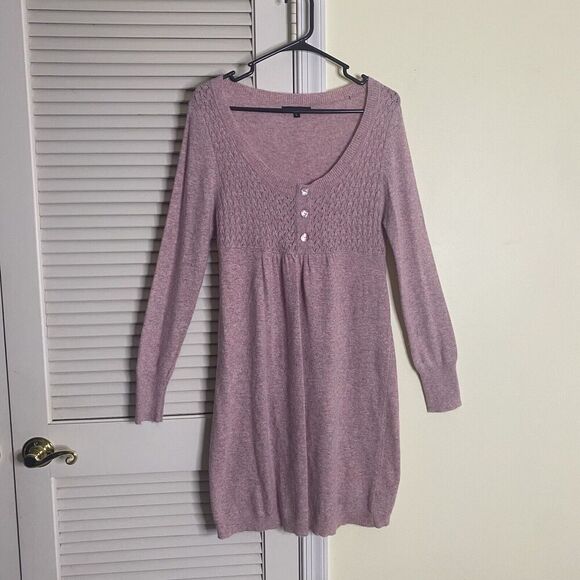 BCBG Maxazria Wool Angor Sweater Dress Large Mauve Pink Mini Women - Picture 1 of 7